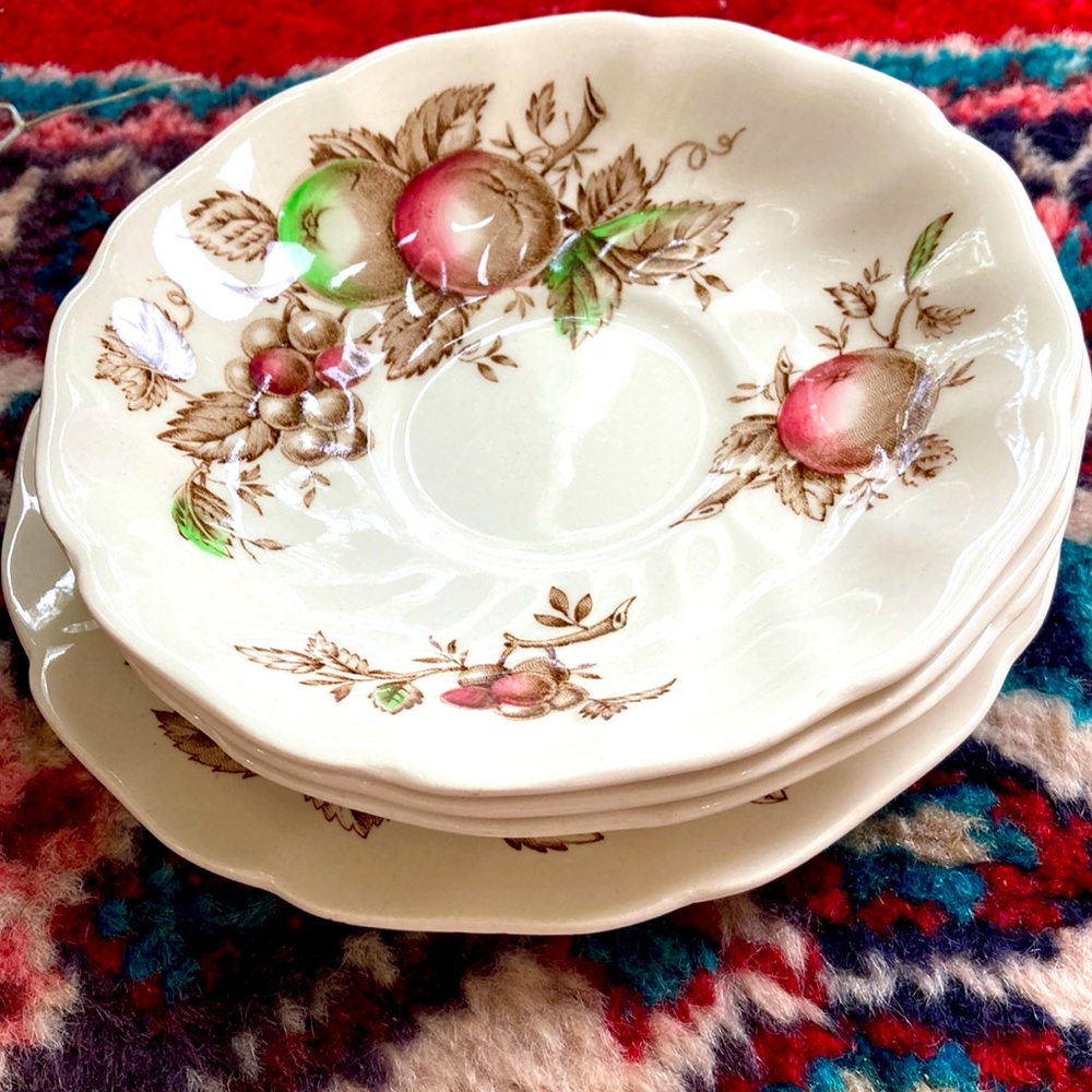 Johnson brothers harvest time Saucer Set. 3 saucers 1 bread butter perfect.